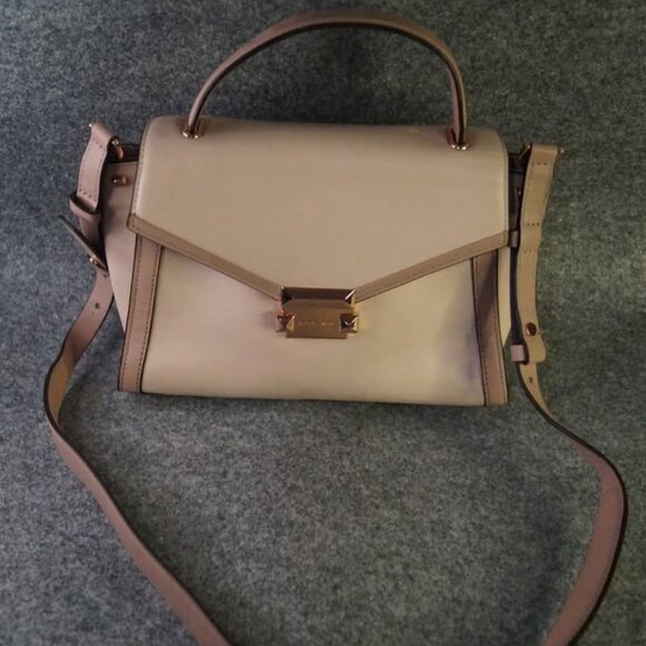 Michael Kors Whitney Large Satchel Soft Pink Leather Top Handle Bag Purse - Picture 1 of 9